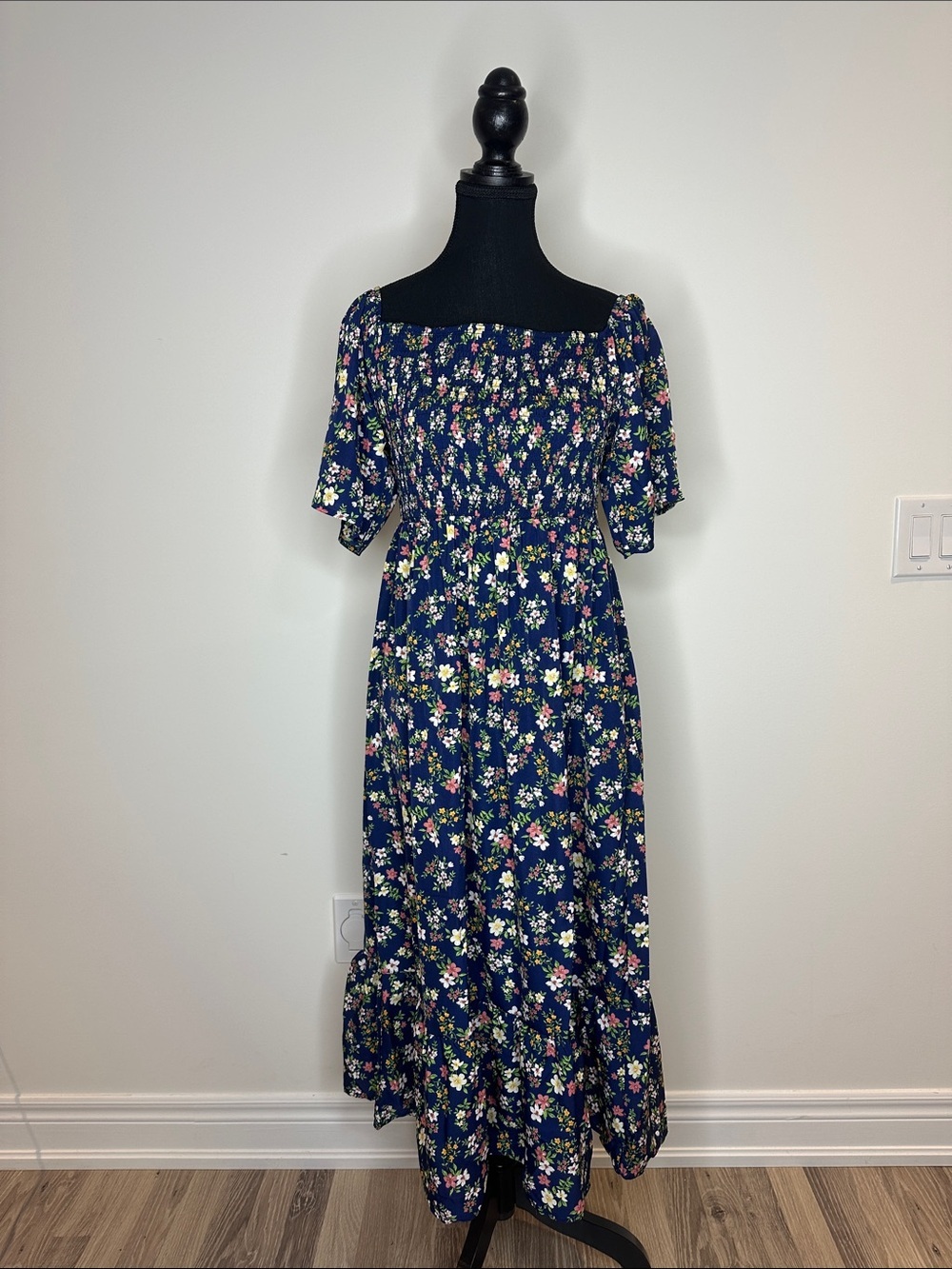 [WOMEN] Floral Maxi Dress Blue Cottagecore Spring Summer Dress Size Large NWT - Picture 2 of 6